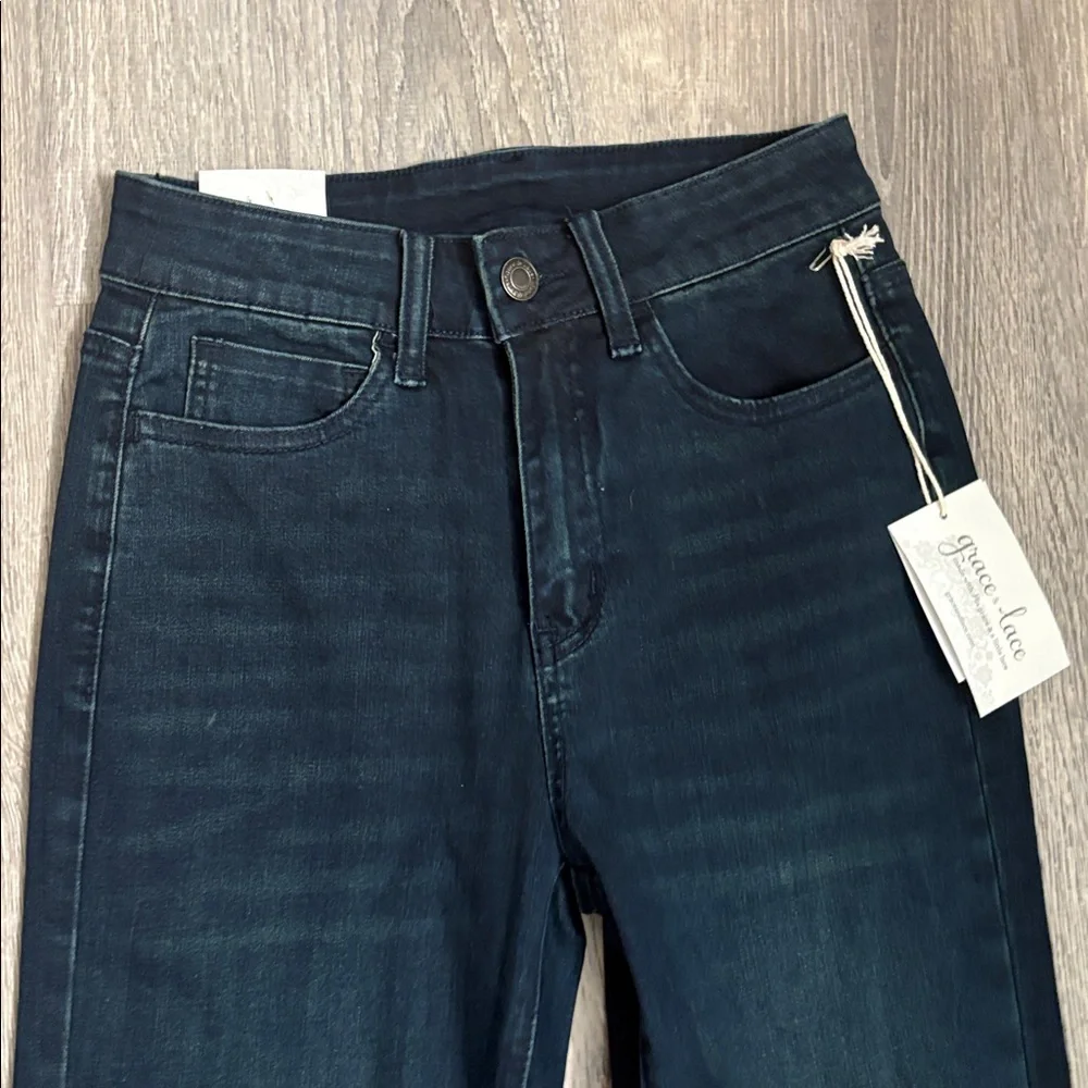 Grace & Lace Dark Blue Straight‎ Leg Jeans 0 - Picture 2 of 12